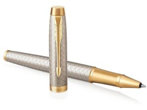 Ручка роллер Parker IM Premium Warm Silver (grey)  GT, стержень: F, цвет чернил: black, в подарочной упаковке. — изображение 4