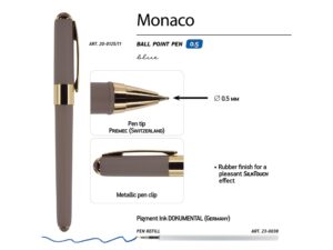 Ручка пластиковая шариковая Monaco, 0,5мм, синие чернила, серый — изображение 3