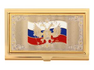 Набор Vip-персона: визитница с закладкой для книг с символикой РФ, золотистый — изображение 2