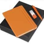 Подарочный набор Vision Pro Plus soft-touch с флешкой, ручкой и блокнотом А5, оранжевый