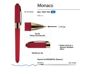Ручка пластиковая шариковая Monaco, 0,5мм, синие чернила, красный — изображение 3