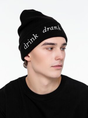Шапка с вышивкой Drunk, черная — изображение 2