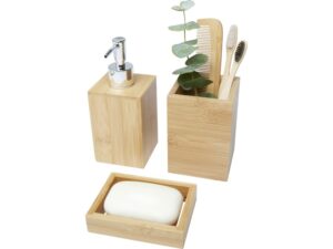 Набор из 3 аксессуаров из бамбука для ванной комнаты Hedon, natural — изображение 3