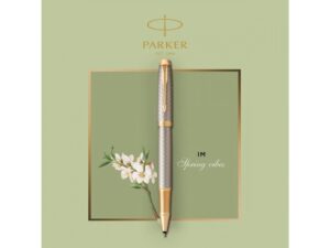 Ручка роллер Parker IM Premium Warm Silver (grey)  GT, стержень: F, цвет чернил: black, в подарочной упаковке. — изображение 6
