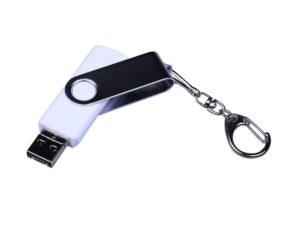 USB-флешка на 32 Гб поворотный механизм, c двумя дополнительными разъемами MicroUSB и TypeC, белый — изображение 2