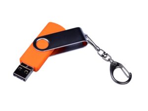 USB-флешка на 32 Гб поворотный механизм, c двумя дополнительными разъемами MicroUSB и TypeC, оранжевый — изображение 2