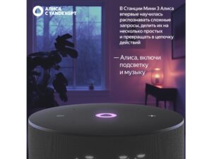 Умная колонка Яндекс Станция Мини 3 с Алисой на YaGPT черная, 12 Вт (YNDX-00027BLK) — изображение 6