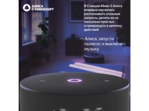 Умная колонка Яндекс Станция Мини 3 с Алисой на YaGPT черная, 12 Вт (YNDX-00027BLK) — изображение 7