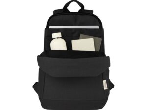 Рюкзак для ноутбука 15,6 дюймов с защитой от кражи Joey объемом 18 л из брезента, переработанного по стандарту GRS, черный — изображение 4