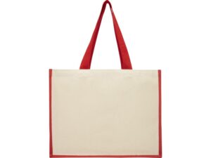 Сумка-тоут Varai для покупок из холщового хлопка и джута (плотность 320 г/м2), красный — изображение 3