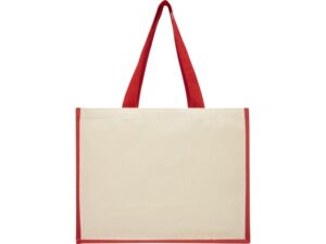 Сумка-тоут Varai для покупок из холщового хлопка и джута (плотность 320 г/м2), красный — изображение 2