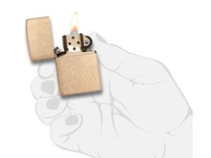 Зажигалка ZIPPO Armor™с покрытием Tumbled Brass, латунь/сталь, золотистая, матовая, 38x13x57 мм — изображение 4