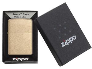 Зажигалка ZIPPO Armor™с покрытием Tumbled Brass, латунь/сталь, золотистая, матовая, 38x13x57 мм — изображение 5