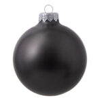 Стеклянный елочный шар Christmas bauble, черный металлик, с серебристым колпачком в черной коробке