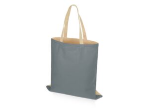 Сумка для шопинга Twin двухцветная из хлопка, 180 г/м2, серый/натуральный — изображение 2
