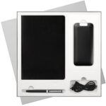 Подарочный набор River side, черный/красный (ежедневник, ручка, аккумулятор)