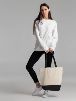 Сумка для покупок на молнии Shopaholic Zip, неокрашенная с черным — изображение 6