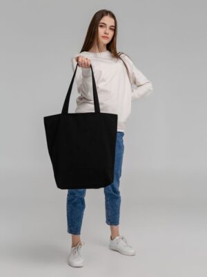 Сумка для покупок на молнии Shopaholic Zip, черная — изображение 9