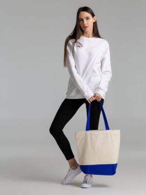 Сумка для покупок на молнии Shopaholic Zip, неокрашенная с синим — изображение 10