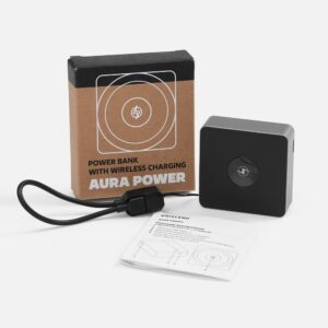 Внешний аккумулятор с беспроводной зарядкой Aura Power, серый — изображение 7
