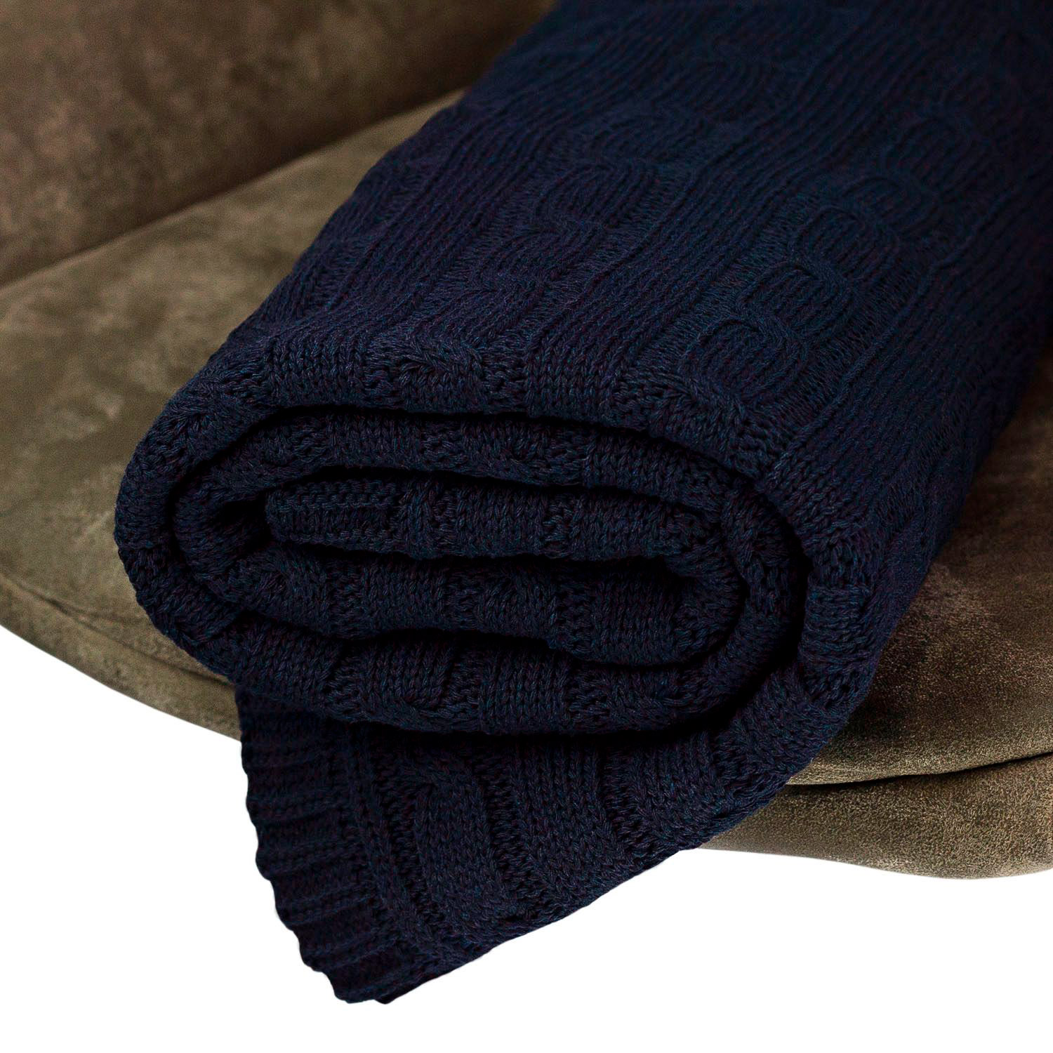 Плед Fado вязаный, синий (без подарочной коробки) — изображение 8