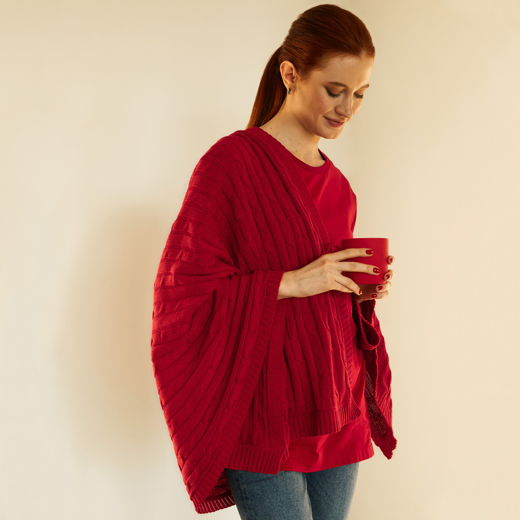 Плед Fado вязаный, красный (без подарочной коробки) — изображение 10