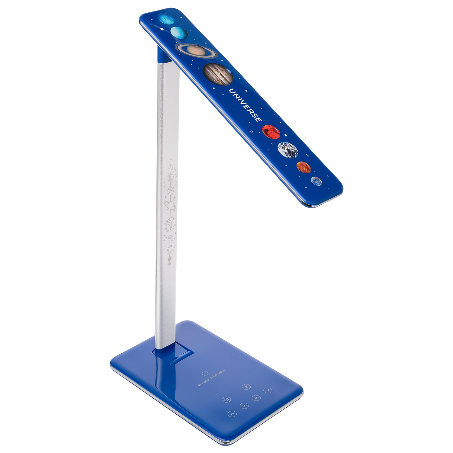 Настольная лампа c беспроводной зарядкой Lumos Ultramarine, синяя — изображение 7