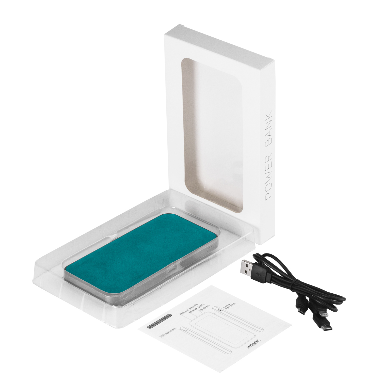 Внешний аккумулятор Ин Велюр (In Velour) 10000 mAh, бирюзовый — изображение 8
