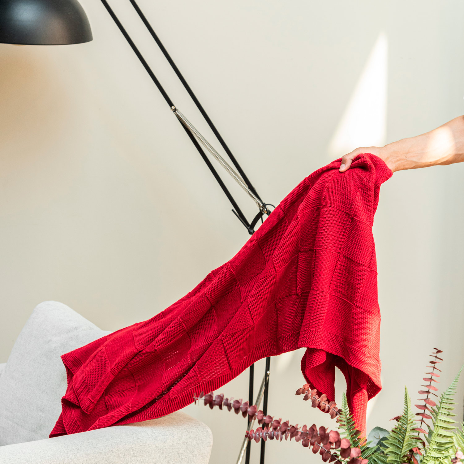 Плед Cella вязаный, красный (без подарочной коробки) — изображение 10