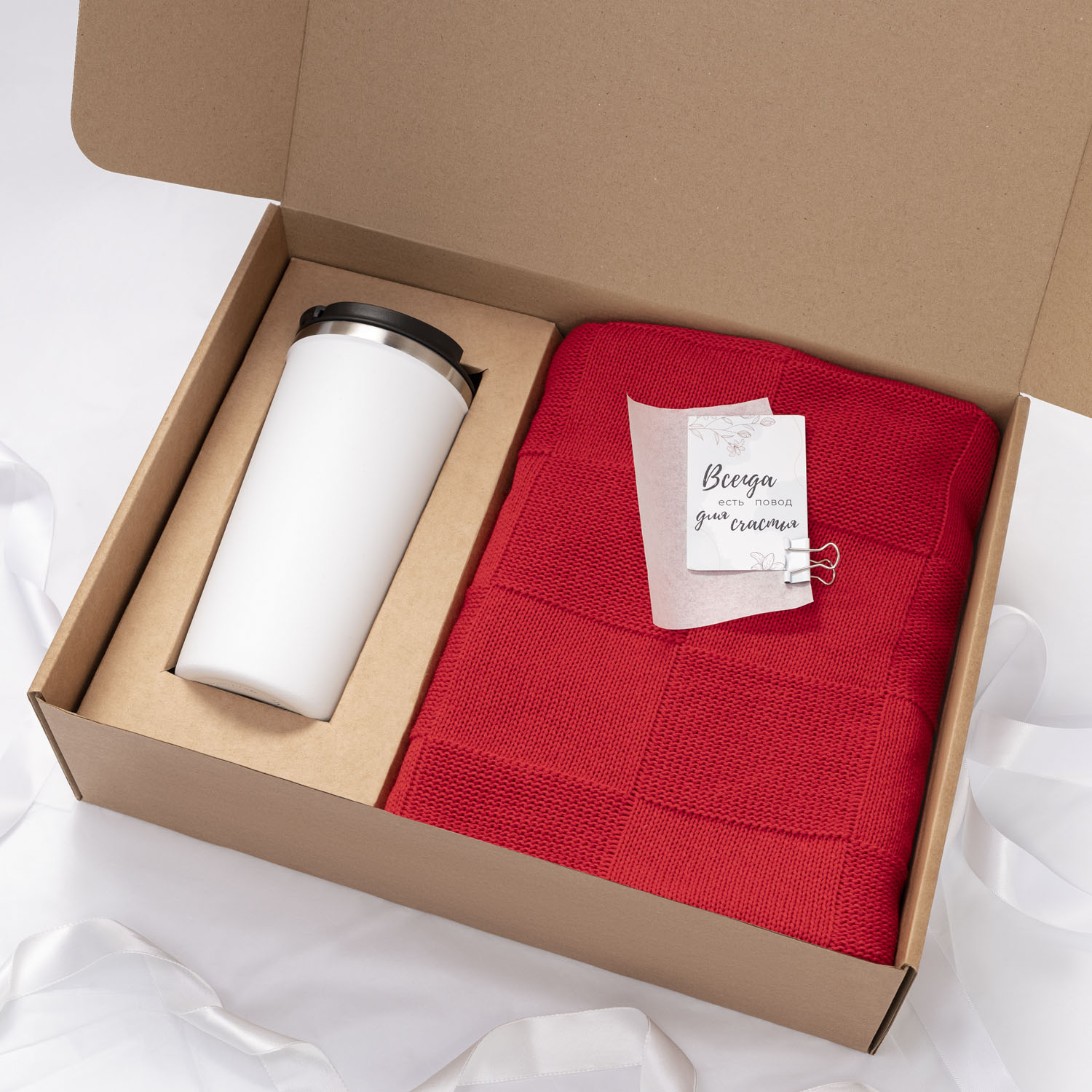 Плед Cella вязаный, красный (без подарочной коробки) — изображение 14