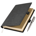 Ежедневник-портфолио Clip NEO недатированный в подарочной коробке, черный (в комплекте ручка Tesoro серебро)