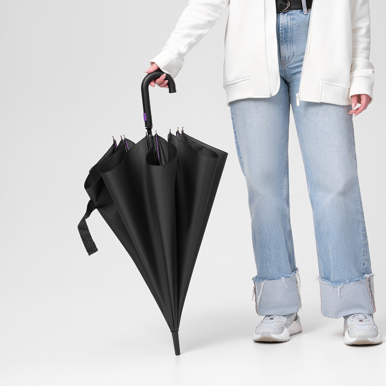 Зонт-трость Quantum, черный/фиолетовый — изображение 9