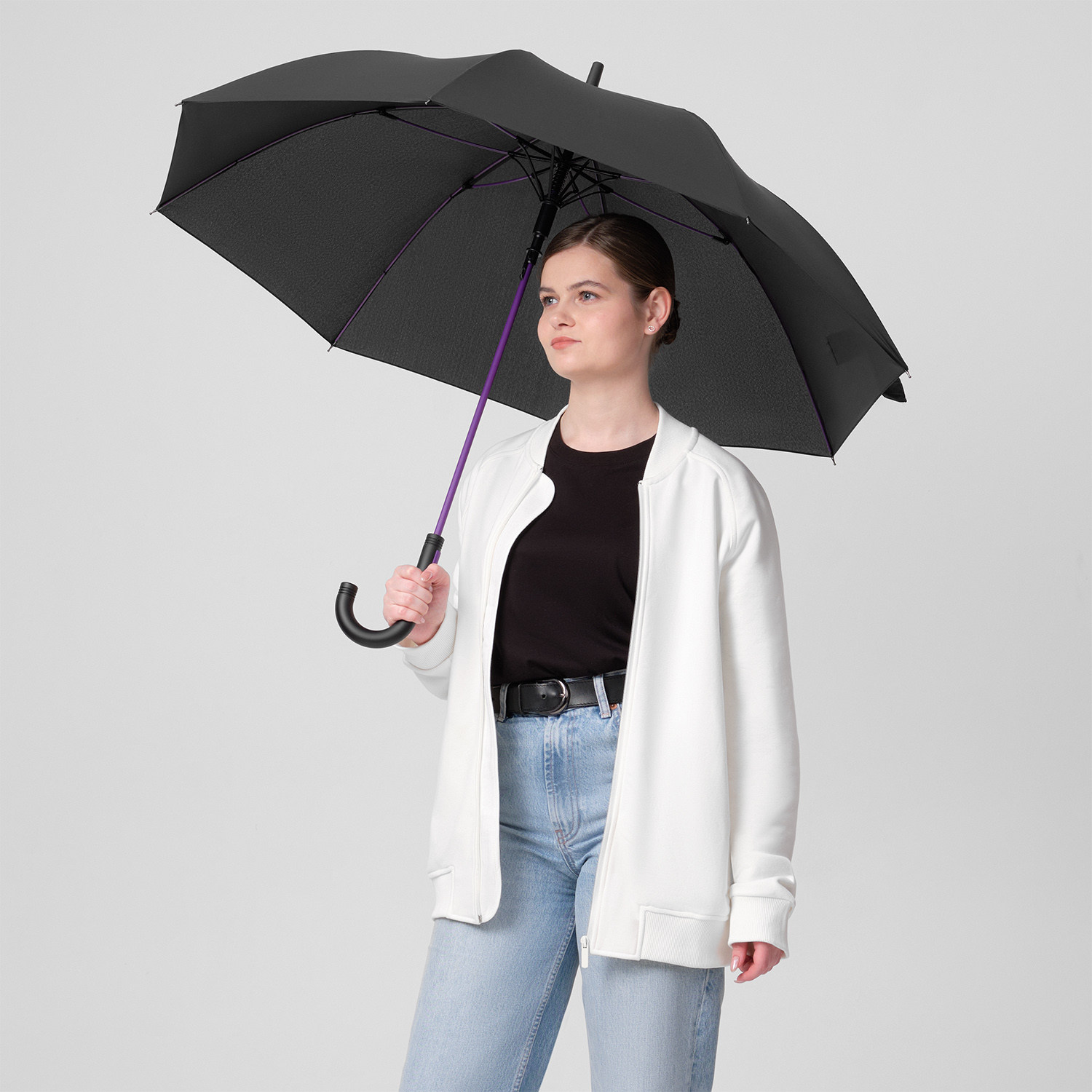Зонт-трость Quantum, черный/фиолетовый — изображение 6