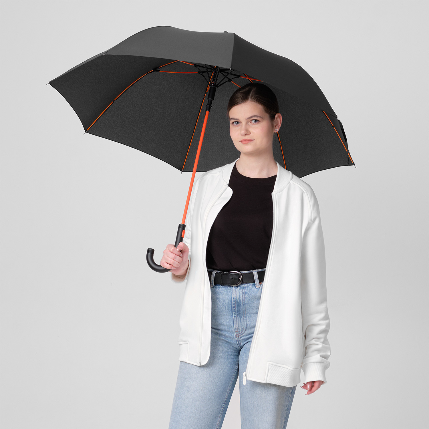 Зонт-трость Quantum, черный/оранжевый — изображение 6