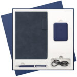 Подарочный набор Teolo, синий (ежедневник, ручка, аккумулятор)
