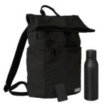 Подарочный набор Boston, черный (термобутылка, ЗУ, рюкзак)