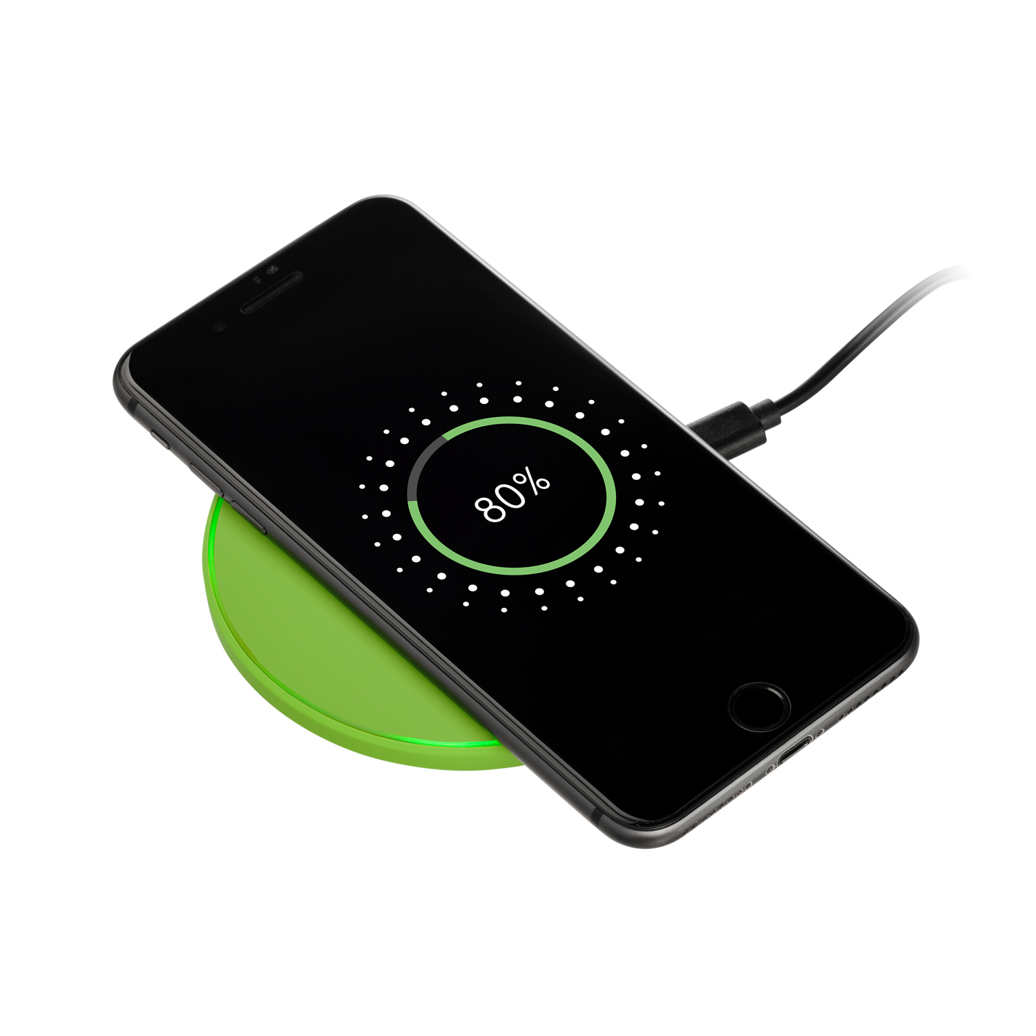 Беспроводное зарядное устройство с подсветкой 15W Auris, салатовое — изображение 5