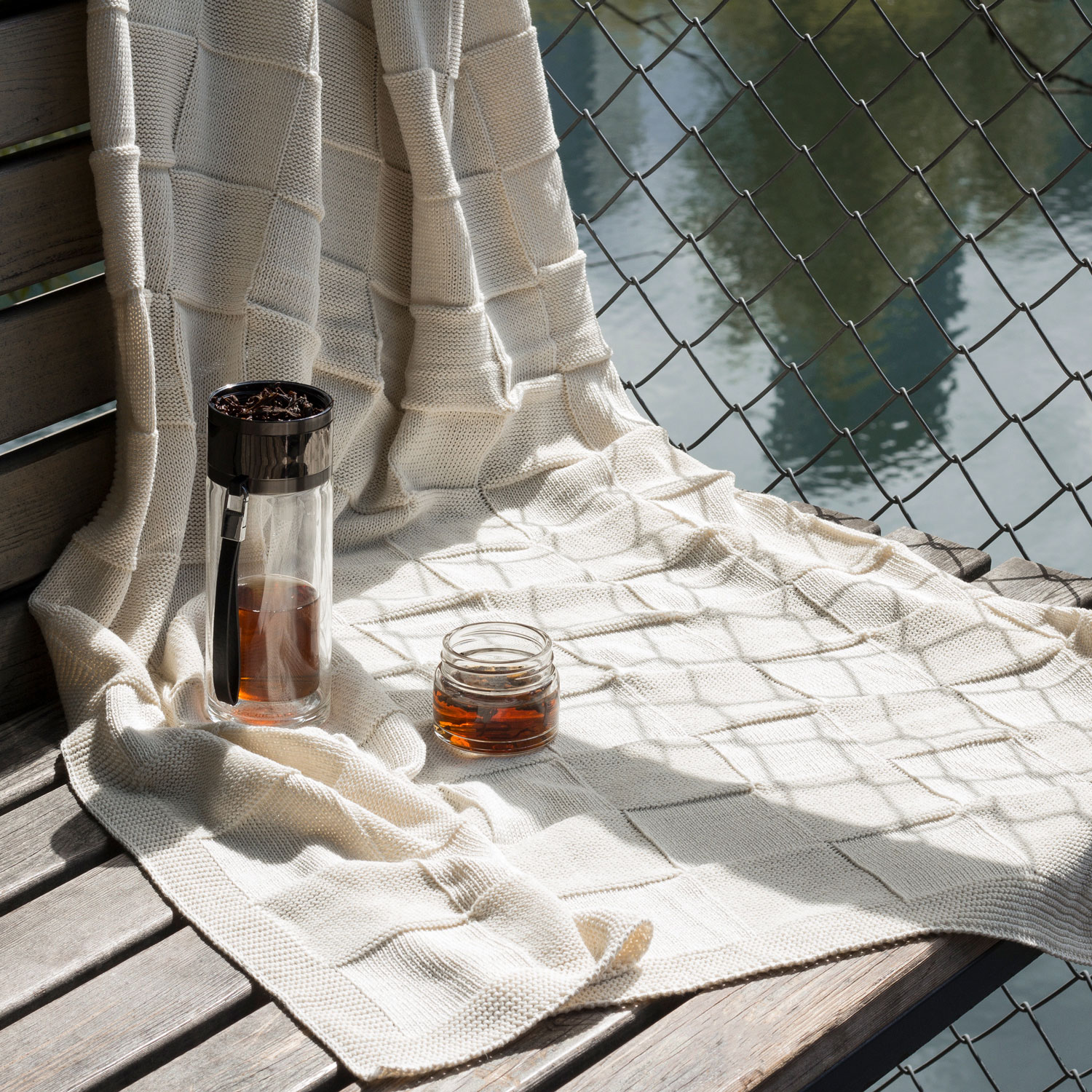 Плед Cella вязаный, бежевый (без подарочной коробки) — изображение 7