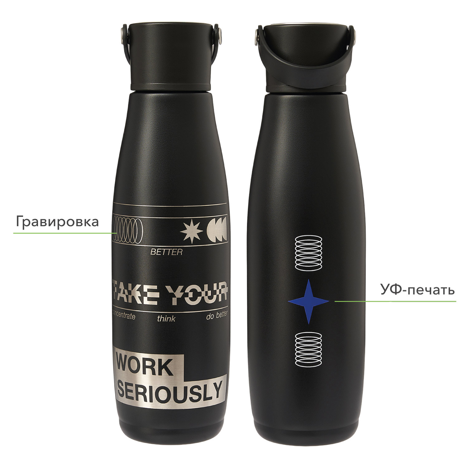 Термобутылка вакуумная герметичная Bosca, черная — изображение 2