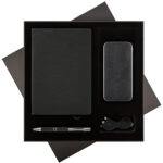 Подарочный набор Tweed, черный (ежедневник, ручка, аккумулятор)