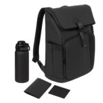 Подарочный набор Grand, черный (обложка на паспорт, картхолдер, бутылка, рюкзак)