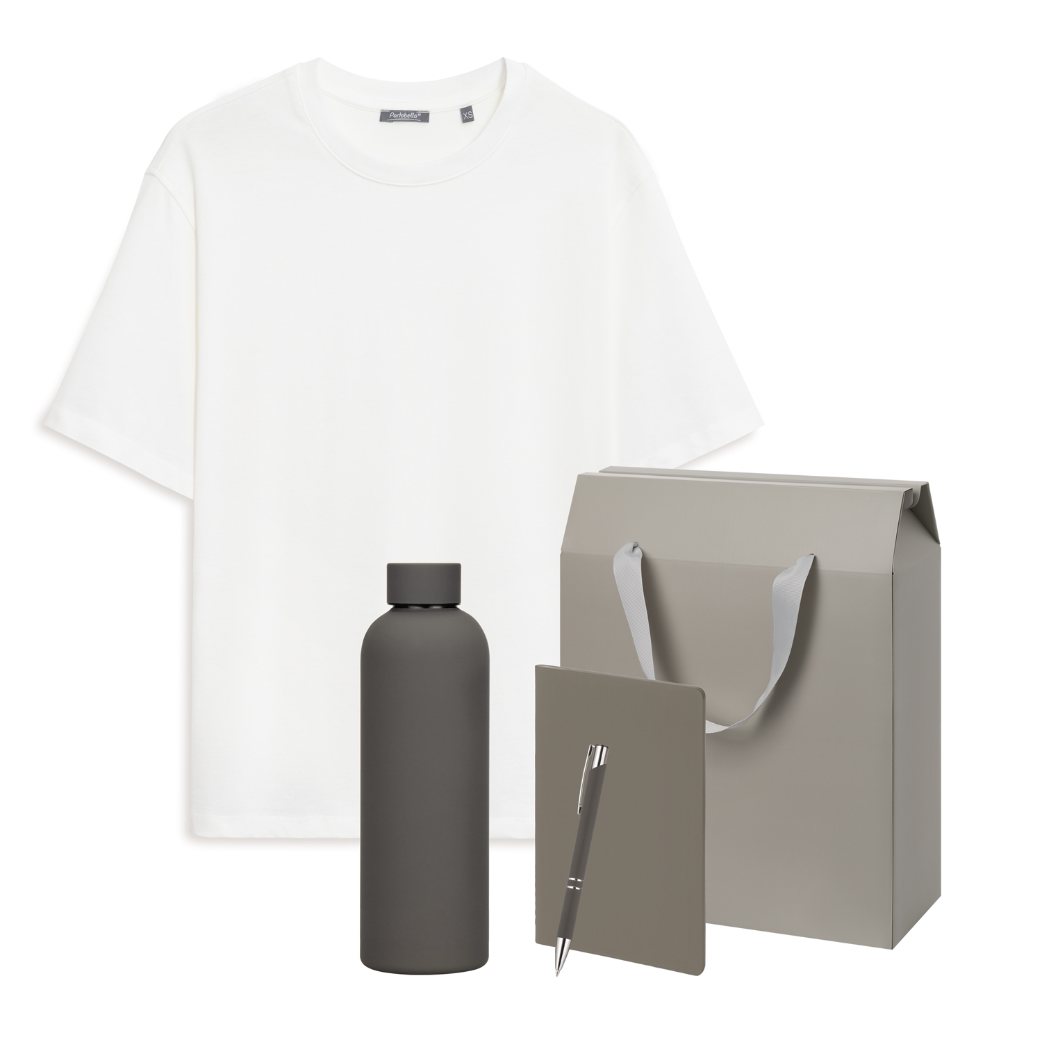 Набор с одеждой RUST (футболка, термобутылка, блокнот, ручка), белый/серый, XL/2XL