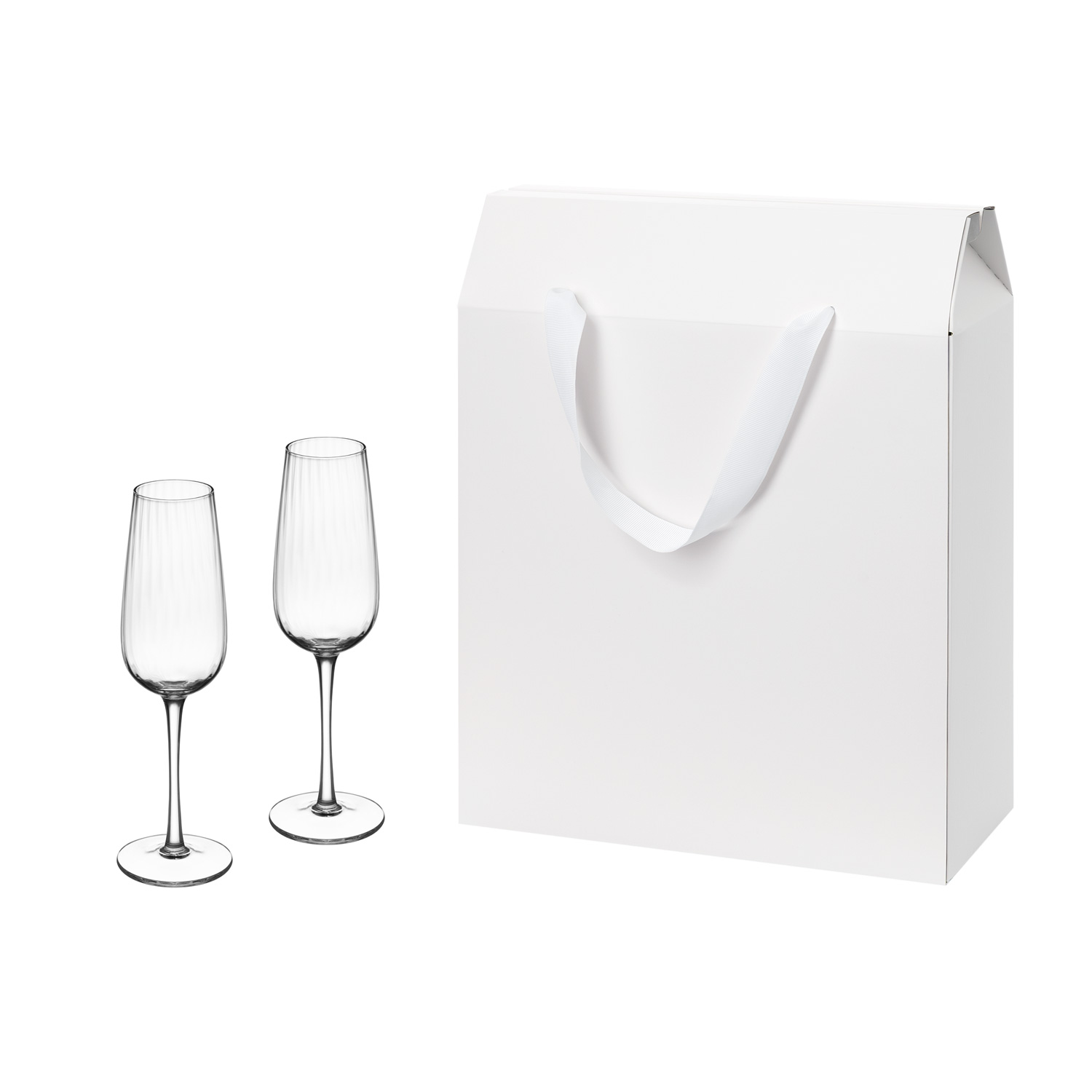 Подарочный набор 2 бокала для шампанского Blanche в большом подарочном пакете