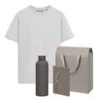 Набор с одеждой KRIS (футболка, термобутылка, блокнот, ручка), серый, S