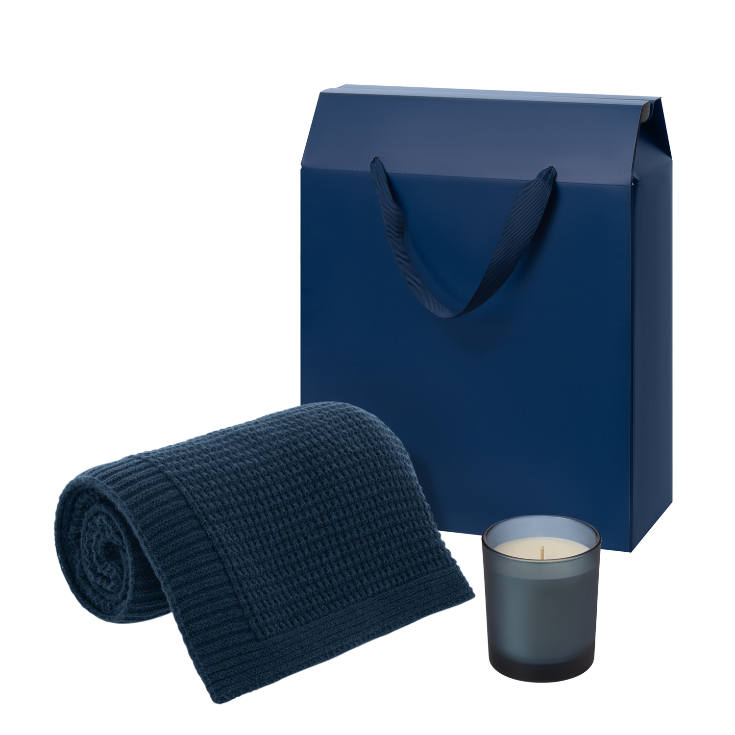 Подарочный набор Enigma. Malta Soft, синий (свеча, плед)