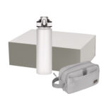 Подарочный набор Boston, Flip, серый (дорожная косметичка, бутылка)