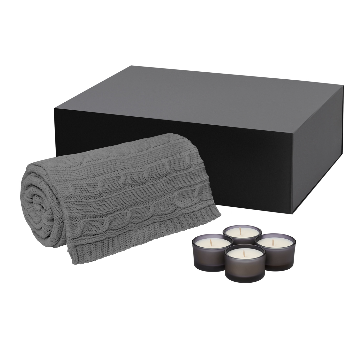 Подарочный набор Sento, Fado, серый (свеча, плед)