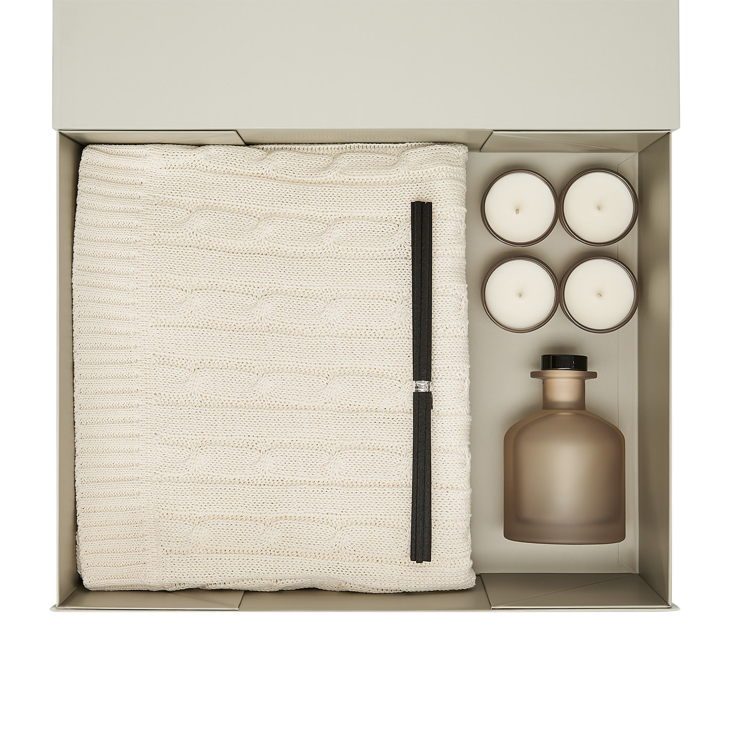 Подарочный набор Sento, Fado, бежевый (свеча, диффузор, плед) — изображение 3