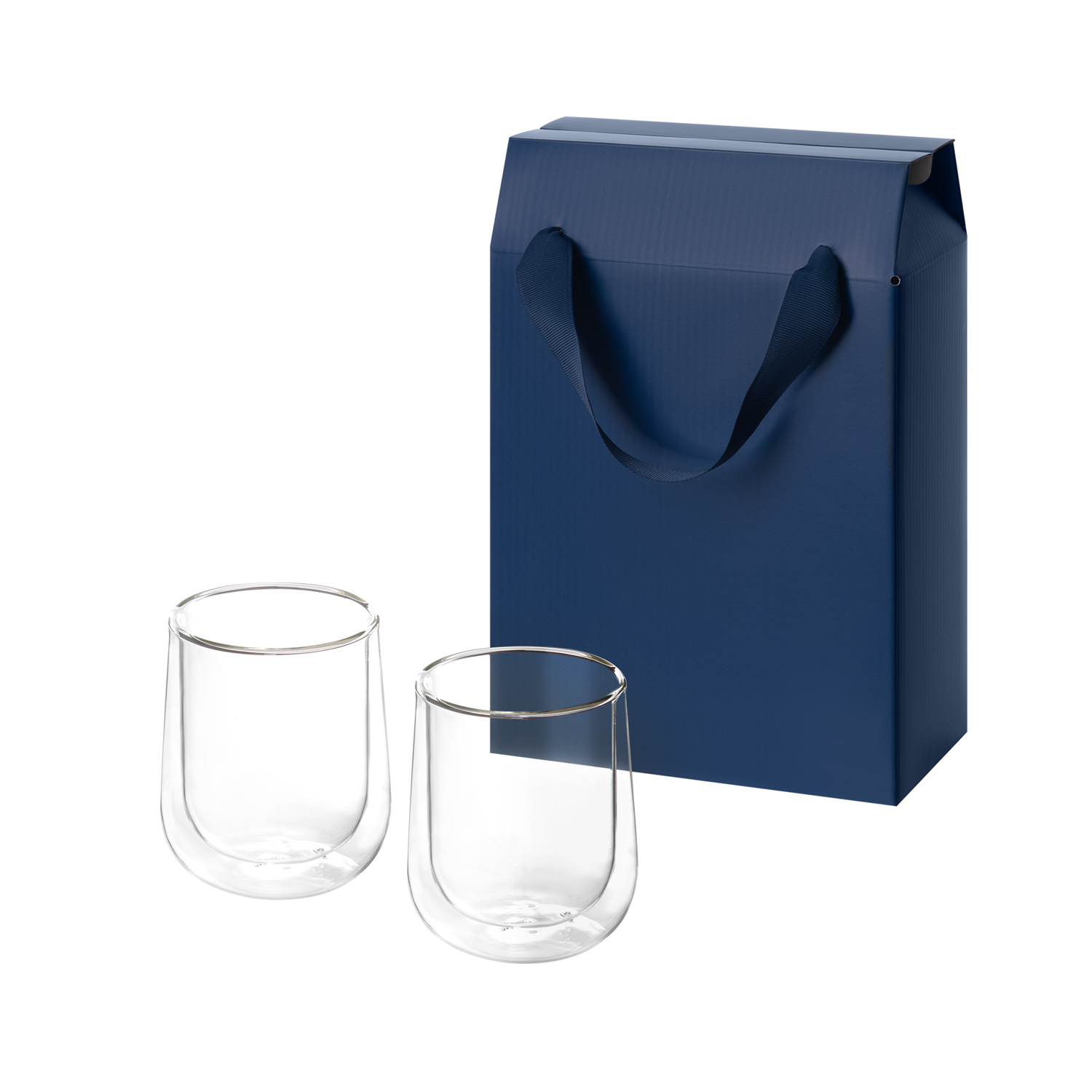 Подарочный набор 2 стеклянных стакана Lungo в коробке-пакете