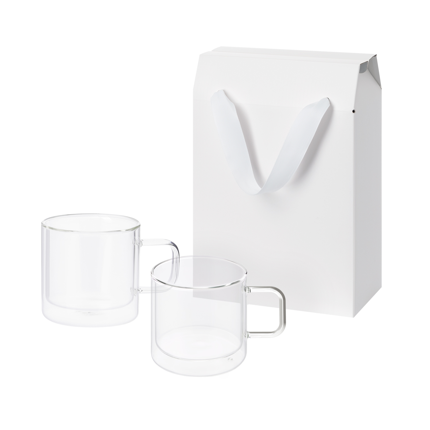 Подарочный набор 2 стеклянные кружки Luna в коробке-пакете
